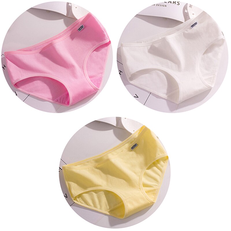 3Pcs/set 10 Color Panties Cotton Women Comfortable Mid-waist Underwear Lingerie Breathable Female Panty Briefs