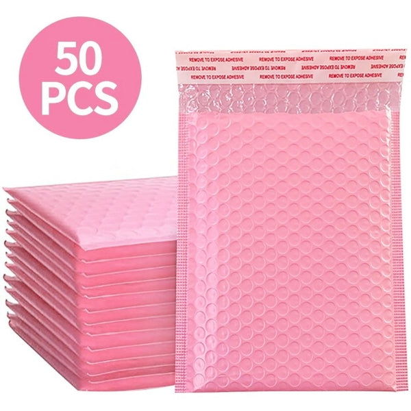 50PCS Bubble Mailers Padded Envelopes packaging bags for business bubble mailers shipping packaging ziplock bag 13x18cm Pink