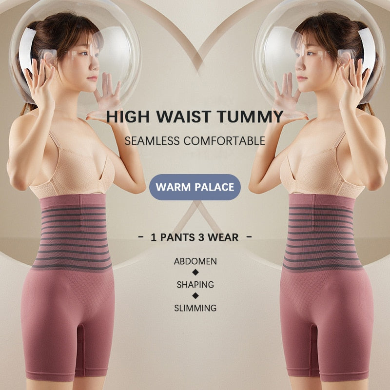 Flarixa High Waist Flat Belly Panties Plus Size Seamless Women&