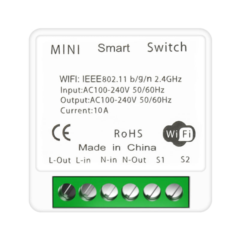 16A Mini Wifi Smart Switch Smart Home DIY Light Switches Module 2-way Control, Work With Tuya Smart Life Alexa Alice Google Home