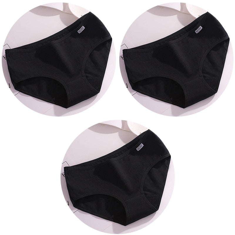 3Pcs/set 10 Color Panties Cotton Women Comfortable Mid-waist Underwear Lingerie Breathable Female Panty Briefs