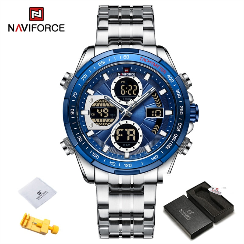 New NAVIFORCE Military Watches for Men Luxury Sport Chronograph Alarm WristWatch Waterproof Quartz Big Clock Digital Male Watch