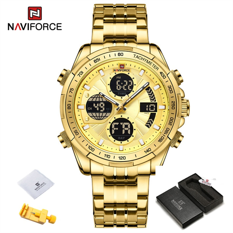 New NAVIFORCE Military Watches for Men Luxury Sport Chronograph Alarm WristWatch Waterproof Quartz Big Clock Digital Male Watch
