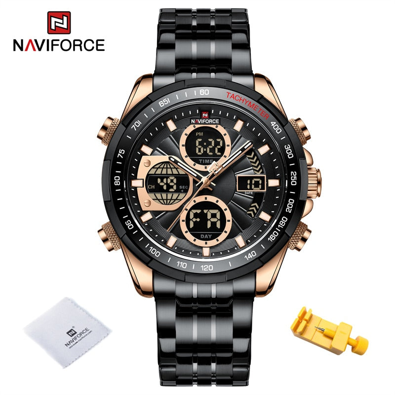 New NAVIFORCE Military Watches for Men Luxury Sport Chronograph Alarm WristWatch Waterproof Quartz Big Clock Digital Male Watch
