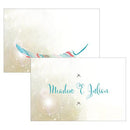 Feather Whimsy Open Format Large Rectangular Card Chocolate Brown (Pack of 1)-Wedding Favor Stationery-Sea Blue-JadeMoghul Inc.