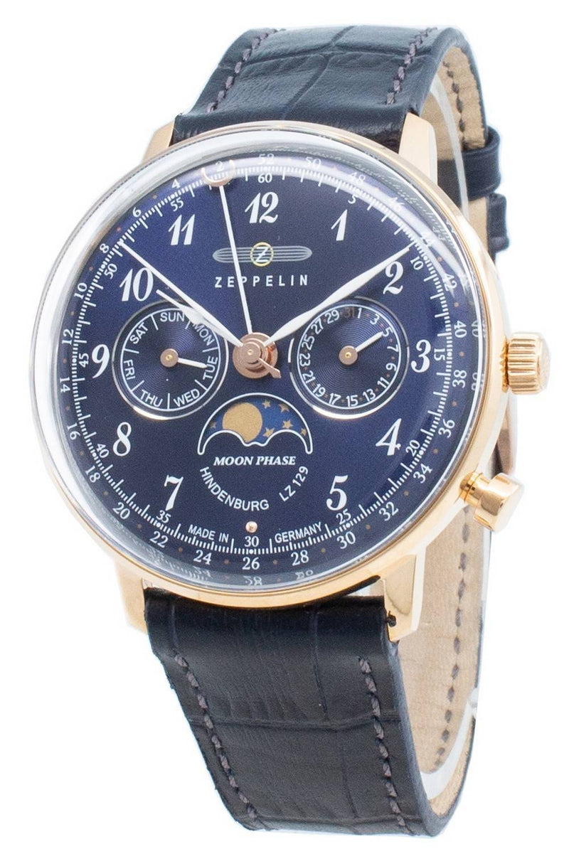 Zeppelin Hindenburg LZ129 7039-3 70393 Moon Phase Quartz Men's Watch