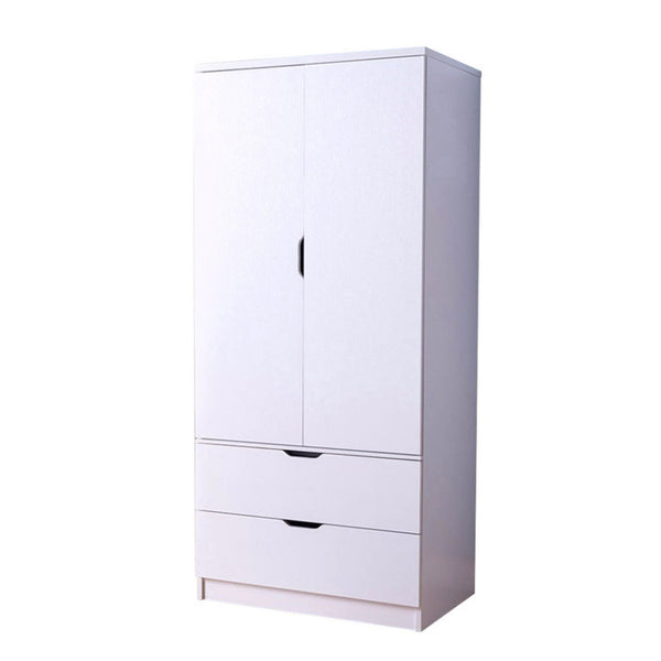 A Lavish Fabulous White Finish Two Door Wardrobe Metal With Two Drawers.-Armoires and Wardrobes-White-METAL WOOD-JadeMoghul Inc.