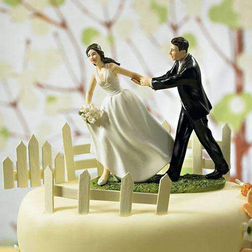 "A Race to the Altar" Couple Figurine (Pack of 1)-Wedding Cake Toppers-JadeMoghul Inc.