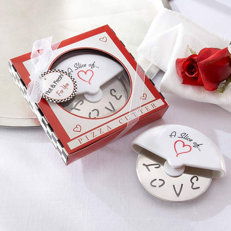 "A Slice of Love" Stainless-Steel Pizza Cutter in Miniature Pizza Box-Personalized Favor Box Wrappers-JadeMoghul Inc.