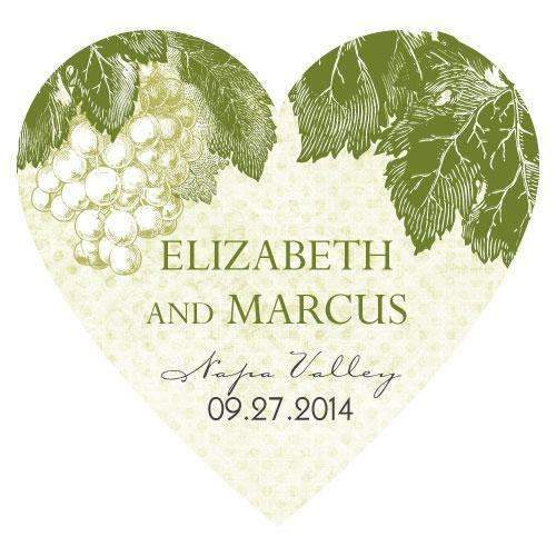 A Wine Romance Heart Sticker Berry (Pack of 1)-Wedding Favor Stationery-Willow Green-JadeMoghul Inc.