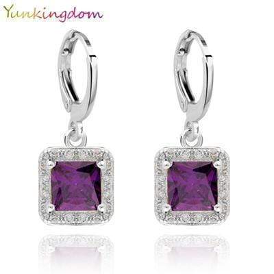Yunkingdom 5 Colors  New Hot Sale  Gold Color Zircon Gem Big Brand earrings Small Dangler for Women Fashion Jewelry
