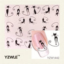 YZWLE Loveliness Cat Water Transfer Nail Stickers Gel Beauty Decal Makeup temptation Cartoon Cat Sweetheart Animation