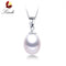 AAAA Genuine Freshwater Pearl Pendants 8-9mm 925 Sterling Silver Necklace For Women Wholesale Small Size Natural Pearl Jewelry-White-JadeMoghul Inc.
