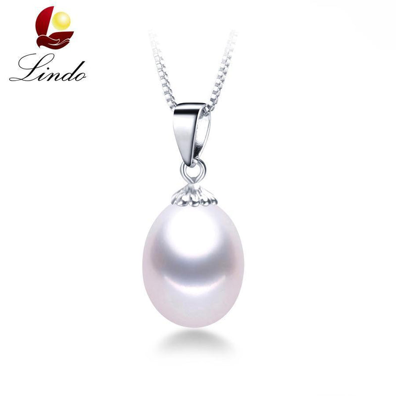 AAAA Genuine Freshwater Pearl Pendants 8-9mm 925 Sterling Silver Necklace For Women Wholesale Small Size Natural Pearl Jewelry-White-JadeMoghul Inc.