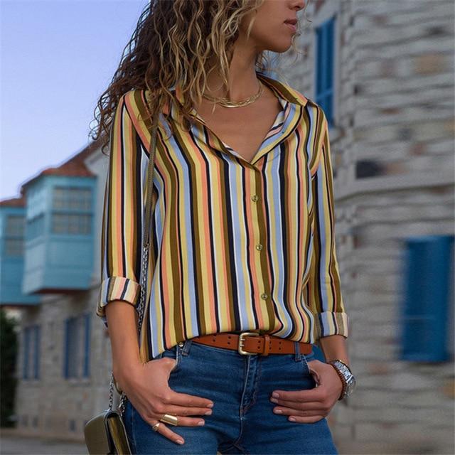 Aachoae Women Blouses 2020 Fashion Long Sleeve Turn Down Collar Office Shirt Blouse Shirt Casual Tops Plus Size Blusas Femininas JadeMoghul Inc. 