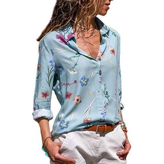 Aachoae Women Blouses 2020 Fashion Long Sleeve Turn Down Collar Office Shirt Blouse Shirt Casual Tops Plus Size Blusas Femininas JadeMoghul Inc. 