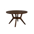 Abelone Mid-Century Modern Round Dining Table, Walnut-Dining Tables-Walnut-Solid Wood Wood Veneer & Others-JadeMoghul Inc.