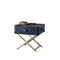 Aberdeen End Table, Vintage Blue Top Grain Leather-Side Tables and End Tables-Blue-Leather Ply Stainles Steel-JadeMoghul Inc.