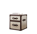Aberdeen End Table, Vintage Dark Brown Top Grain Leather & Aluminum-Side Tables and End Tables-Brown & Aluminum-Top Grain Leather Aluminum Ply-JadeMoghul Inc.