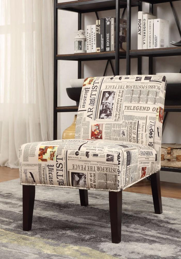 Aberly Accent Chair, Newspaper Print-Armchairs and Accent Chairs-Multicolor-RBW & Solid Wood Foam Fiber: Polyester-JadeMoghul Inc.