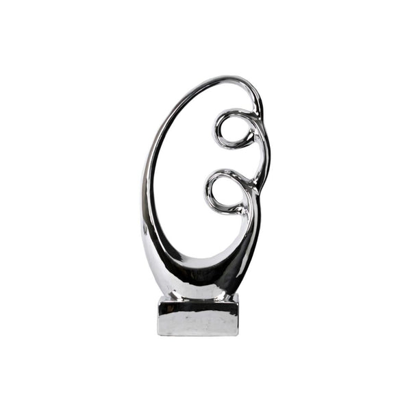 Abstract Ceramic Sculpture In Chrome Silver-Home Accent-Silver-Ceramic-JadeMoghul Inc.