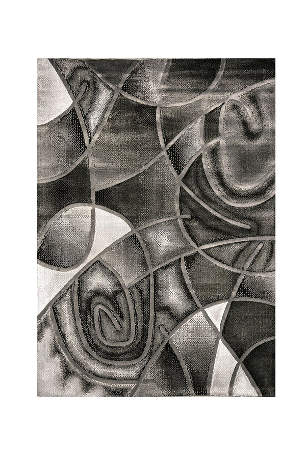 Abstract Patterned Area Rug In Polyester With Jute Mesh, Small, Gray-Rugs-Gray-Polyester & Jute Mesh-JadeMoghul Inc.