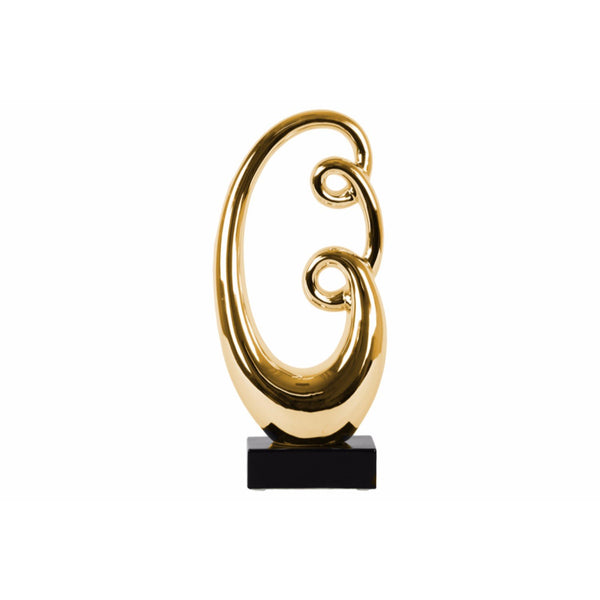 Abstract Sculpture decor on Base Polished Chrome Finish Gold - Benzara-Sculptures-Gold-JadeMoghul Inc.