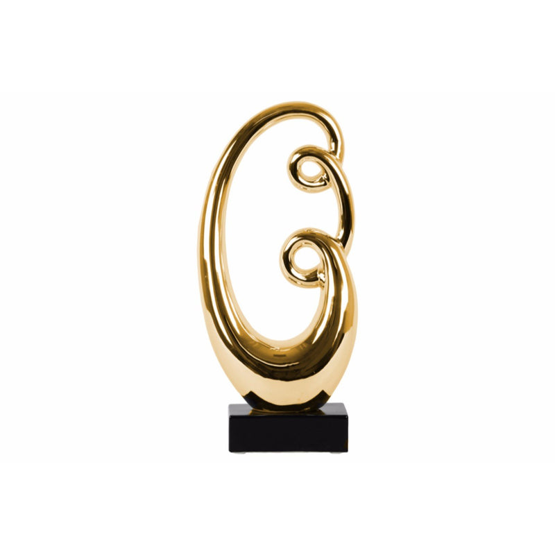 Abstract Sculpture decor on Base Polished Chrome Finish Gold - Benzara-Sculptures-Gold-JadeMoghul Inc.