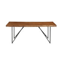 Acacia Wood Dining Table With Metal Legs Brown And Black-Dining Tables-Brown and Black-Solid Acacia Wood With Metal Legs-JadeMoghul Inc.