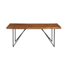 Acacia Wood Dining Table With Metal Legs Brown And Black-Dining Tables-Brown and Black-Solid Acacia Wood With Metal Legs-JadeMoghul Inc.