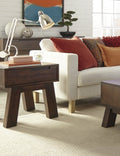 Acacia Wood End Table with Thick Splayed legs, Brown-Coffee Tables-Brown-Acacia Wood-JadeMoghul Inc.