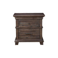 Acacia Wood Nightstand with 2 Drawer Brown-Nightstands and Bedside Tables-Brown-Acacia Solids-JadeMoghul Inc.