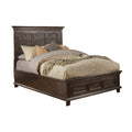 Acacia Wood Queen Size Panel Bed Walnut Brown-Panel Beds-Walnut-Acacia Solids-JadeMoghul Inc.