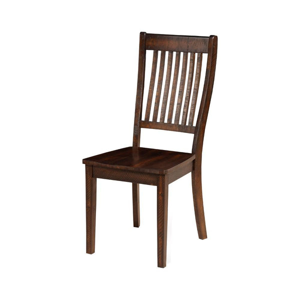 Acacia Wood Side Chairs with Slatted Back, Set of Two, Espresso Brown-Accent Chairs-Brown-Acacia Solids & Veneer-JadeMoghul Inc.