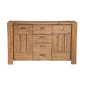 Acacia Wood Sideboard with Four Drawers and Side Cabinets, Brown-Cabinet and storage chests-Brown-Acacia Solids and Acacia Veneer-JadeMoghul Inc.