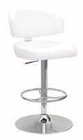 Accent and Garden Stools Soothing Adjustable Stool with Swivel, White & Chrome Benzara