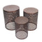 Accent and Garden Stools Stylish 3 Piece Round Stools With Cutouts Pattern, Copper Benzara