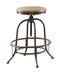 Wood & Metal Backless Counter Height Adjustable Swivel Stool, Set Of 2