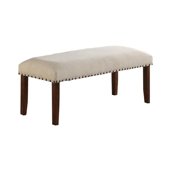 Accent and Storage Benches Rubber Wood Bench With Nail trim head design Brown and Cream Benzara