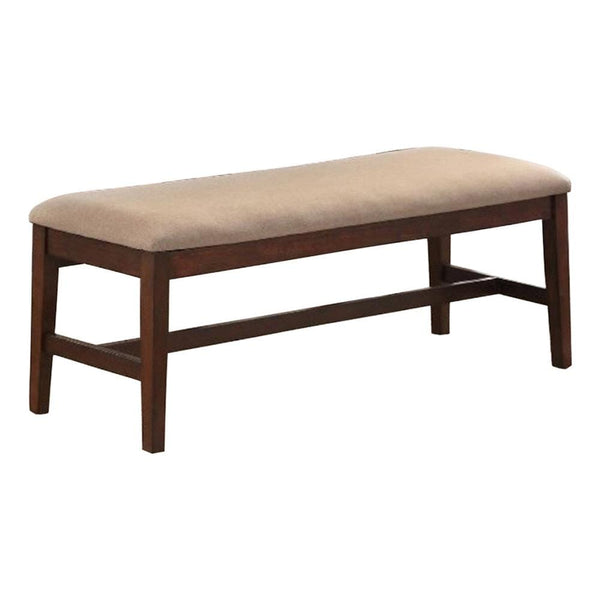 Accent and Storage Benches Rubber Wood Bench With Tapered Legs Brown and Beige Benzara