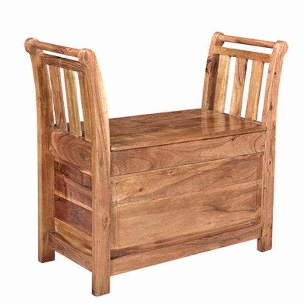 Accent and Storage Benches Snowy Entry Way - Natural Wood Finish Benzara