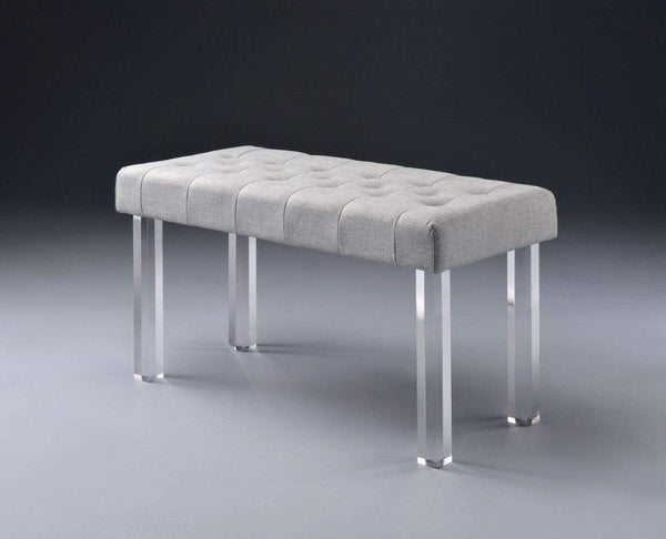 Accent and Storage Benches Sophisticate Bench, Gray Linen & Clear Acrylic Benzara