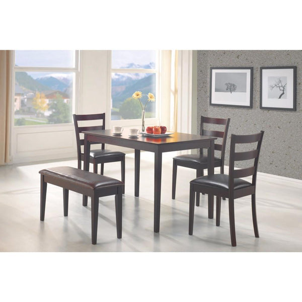 Accent and Storage Benches Sophisticated 5 Piece Dining Set with Bench, Brown Benzara