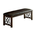 Wooden Bench With Metal Work, Rustic Walnut Brown