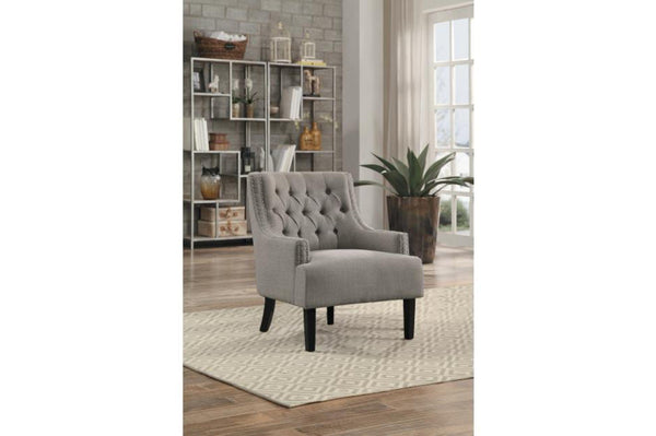 Accent Chair With Fabric Upholstery In Taupe Gray-Armchairs and Accent Chairs-Gray-Wood and Fabric-JadeMoghul Inc.