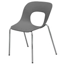 Accent Chairs Plastic Accent Chairs with Open Backrest and Metal Legs, Gray, Pack of Four Benzara