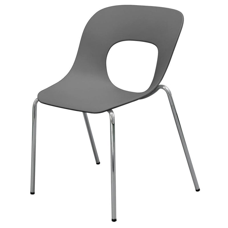 Accent Chairs Plastic Accent Chairs with Open Backrest and Metal Legs, Gray, Pack of Four Benzara