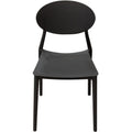 Accent Chairs Plastic Accent Chairs with Oval Shaped Backrest, Black, Pack of Four Benzara