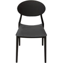 Accent Chairs Plastic Accent Chairs with Oval Shaped Backrest, Black, Pack of Four Benzara
