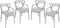 Accent Chairs Plastic Accent Chairs with Scooped Seat and Designer Wing Back, Gray, Pack Of Four Benzara